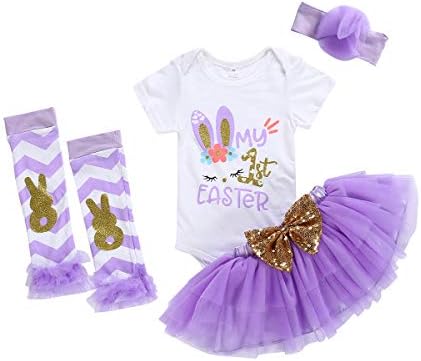 Yenidoğan Bebek Kız Paskalya Etek Kıyafet Bunny Romper + Bacak ısıtıcıları + Kafa Bandı + Tutu Elbise Bebek Paskalya Kıyafet