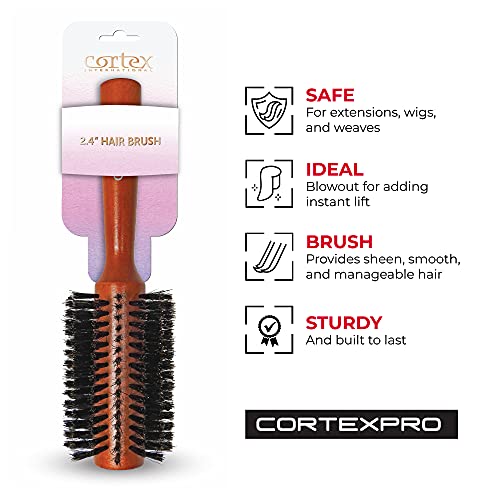 Cortex Profesyonel Domuzu Kıl ve Naylon Yuvarlak Saç Fırçası, Kadınlar ve Erkekler İçin, Tüm Saç Tipleri İçin, Yumuşak Saç Fırçası-Kırmızı