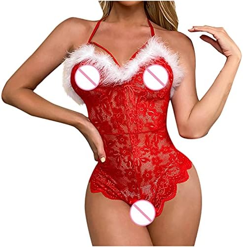 Seksi Noel Pijama Kadınlar ıçin Kırmızı Dantel See Through Net Iplik Iç Çamaşırı Moda Gecelik Pijama Takım Kıyafeti