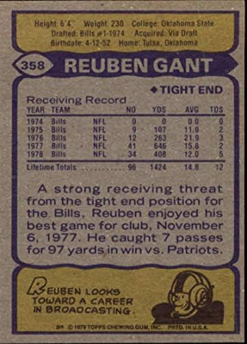1979 Topps 358 Reuben Gant Buffalo Bills NFL Futbol Kartı NM Nane Yakınında