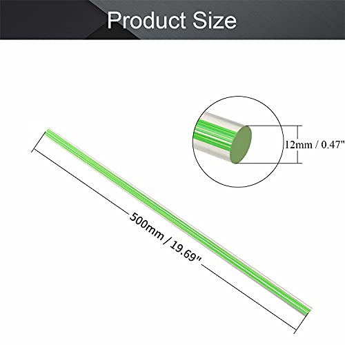 Fielect Yeşil Düz Çizgi Akrilik Yuvarlak Çubuk Standart Pleksiglas Tolerans Hafif DIY 12mm Çap 500mm Yükseklik 1 Adet