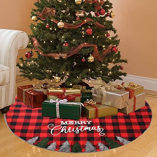 Juegoal 48 İnç Noel Ağacı Etek, yumuşak Kırmızı ve Siyah Ekose Noel Ağacı Mat Noel Partisi Dekorasyon için, noel Ağacı Tatil