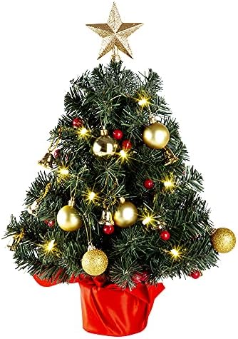 Solpex Masa Noel ağacı, 24 inç Yapay Noel Ağacı pil Kumandalı ışıklı Mini Noel ağacı Noel süslemeleri için led ışık ile, ev dekor,