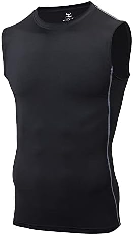 FUNGIK erkek 3 Paket Atletik Uzun Kollu Sıkıştırma Gömlek, Aktif Egzersiz Kolsuz Gömlek Serin Kuru Spor Tops