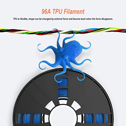 NOVAMAKER TPU Filament 1.75 mm, Mavi Esnek TPU 3D Yazıcı Filament ile 20g Temizleme Filament, 2.0 lbs Biriktirme, Boyutsal Doğruluk