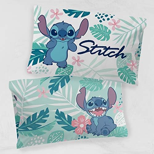 Jay Franco Disney Lilo & Stitch Misty Palm 1 Paket Yastık Kılıfı-Çift Taraflı Çocuklar Süper Yumuşak Yatak (Resmi Disney Ürünü)