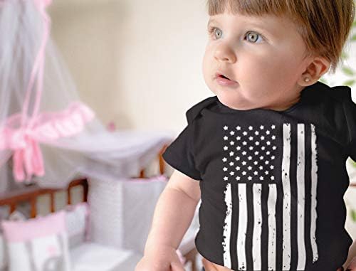 Beyaz Sıkıntılı ABD Bayrağı Kıyafet 4 Temmuz Amerikan Bebek Bodysuit
