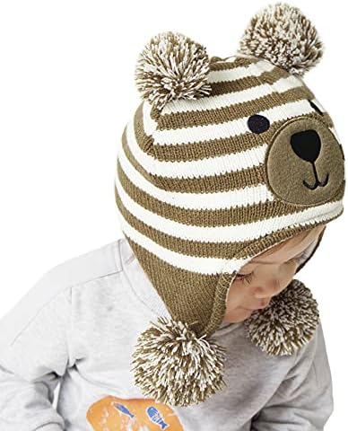 Zando Bebek Şapka Yürüyor Çocuk Bebek Kış Kapaklar Yenidoğan Polar Astarlı Şapka Kış Kulaklığı Örgü Sıcak Bere Bebek Erkek Kız