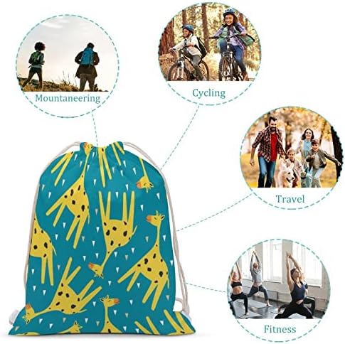 Kadınlar için mutlu zürafa ipli sırt çantası Casual Tote çanta spor yürüyüş seyahat plaj için