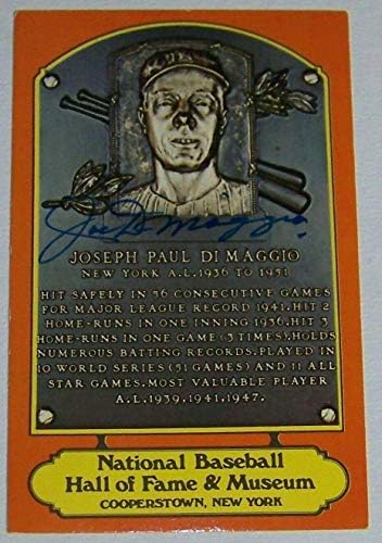 Joe DiMaggio, Dexter Red Baseball HOF Kartpostal Plaketi Beckett BAS Loa'yı İmzaladı! - Maçları burada Kesip İmza