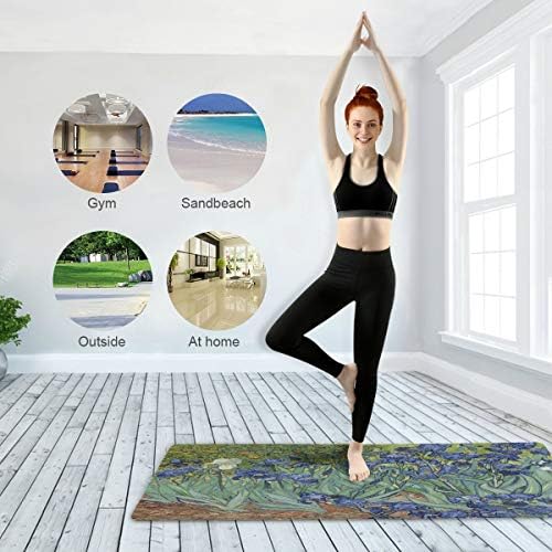 Qilmy Iris Yağlıboya Baskı Çevre Dostu Kaymaz Yoga Mat, TPE Malzeme - Mikrofiber Yüzey ve Yoga için Optimum Yastıklama, Pilates,