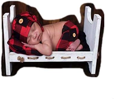 KAİXİN Yenidoğan Bebek Fotoğraf Takım Elbise, bir Pantolon şapka ve Yastık ile, bebek Fotoğraf Prop / Kıyafetler Kırmızı, Orta