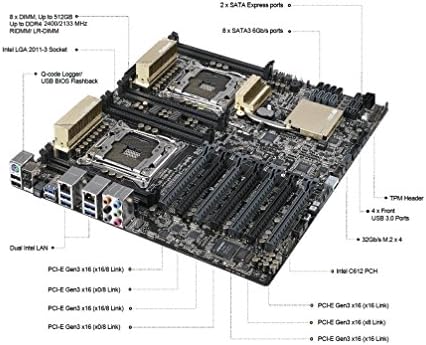 ASUS EEB Güç ile Çift CPU DDR4 Bellek LGA 2011-3 Soket Anakart Z10PE-D8 WS