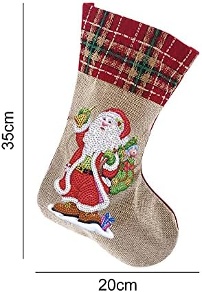 MOKİTO DIY 5D Elmas Boyama Noel Çorap, Noel Hediye Şeker Çanta, DIY Rhinestone Boyama Noel Ağacı Süsler Noel Şömine Asılı Çorap