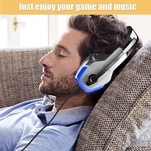 PS4 Xbox One PC Tablet Cep Telefonu için V-4 Oyun Kulaklığı, Mikrofonlu Kulak Üstü Kulaklıkları İptal Eden Gürültü, LED ışık