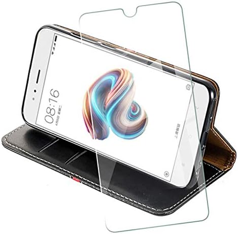 HHUAN Kılıf + Temperli Cam Ekran Koruyucu için ZTE Blade A7s 2020( 6.50), Flip Kabuk PU Deri Telefon Koruyucu Kapak [Standı ve