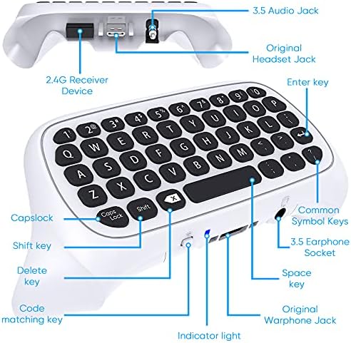 Kablosuz Denetleyici Klavye için Xbox Serisi X / Serisi S / Bir / S / Denetleyici Gamepad, 2.4 Ghz Mini QWERTY Denetleyici Klavye