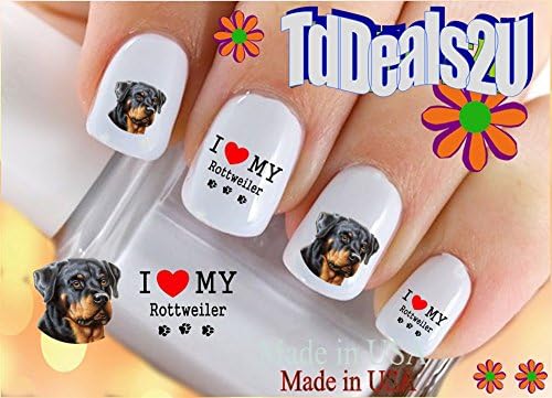 Köpek Irkı-Rottweiler Rottweiler Tırnak Çıkartmalarımı Seviyorum-Su Kaydırağı Tırnak Sanat Çıkartmaları-Salon Kalitesi! DIY Tırnak