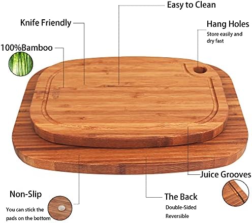 ZVP Ekstra Kalın Bambu Kesme Tahtası için Mutfak 5 Parça, ekstra Büyük Ahşap doğrama tahtası Seti ile Çok Fonksiyonlu Mutfak