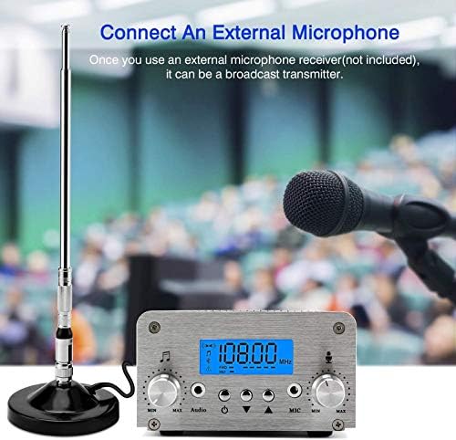 Yayın Verici Radyo İstasyonu, 15W FM Verici Yayın Sistemleri,Ev,Açık Hava Sineması Drive-in Servisi için Bluetooth Verici Yayın