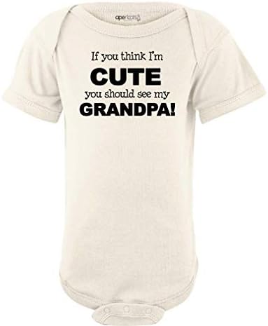 Apericots Bebek Bodysuit, Unisex Bebek Giysileri, Sevimli Olduğumu Düşünüyorsanız, Büyükbabamın Kıyafetini Görmelisiniz, 0-18