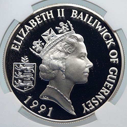 1991 GG 1991 GUERNSEY Adası Elizabeth II HENRY II Kanıt Mezhep_in_description PF 68 ULTRA CAMEO NGC