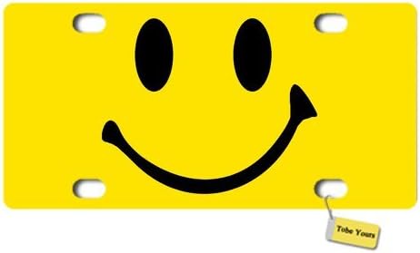 Plaka Kapak Sarı Gülümseme Yüz Baskılı Oto Kamyon Araba Ön Etiketi Kişiselleştirilmiş Metal plaka çerçevesi Kapak 6 x 12