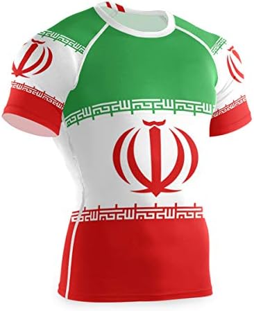super3Dprinted İran bayrağı erkek sıkıştırma kısa kollu Baselayer egzersiz T-Shirt