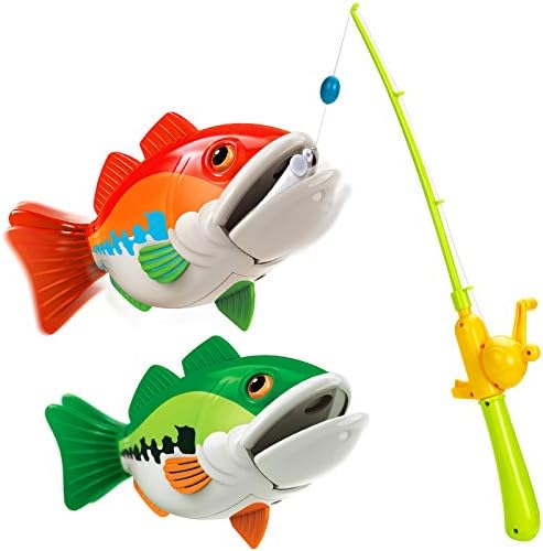 Forty4 Çocuklar Balıkçılık Oyunu Noel Oyuncak ile 1 Ayarlanabilir Olta ve 2 Gerçekçi Balık, havuz Balıkçılık Oyuncak Seti ile