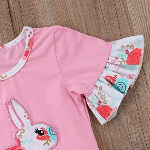 Yürüyor Çocuk Bebek Kız Paskalya Kıyafetler Kısa Kollu T - Shirt Tops Fırfır Pantolon Bunny Giyim Setleri