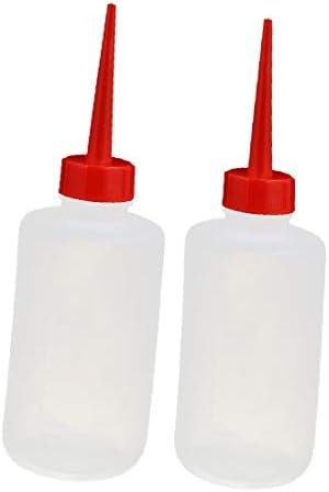 X-DREE 2 Adet 8.5-Ons LDPE Plastik Kırmızı Düz Sıkmak Ağız Atölye Etiket Yağ Sıvı Tutkal Şişe(2 Unids 8.5 onzas LDPE Plástico