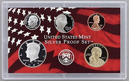 2007 S ABD Nane 14-coin Gümüş Proof Seti-OGP kutusu ve COA Proof