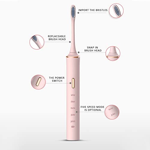 Tthxqıng Beyazlatma Elektrikli Diş Fırçası için Yetişkin, Taşınabilir Kaybı Şarj Tel İle 2 Fırça Kafaları, 5 Temizleme Modları