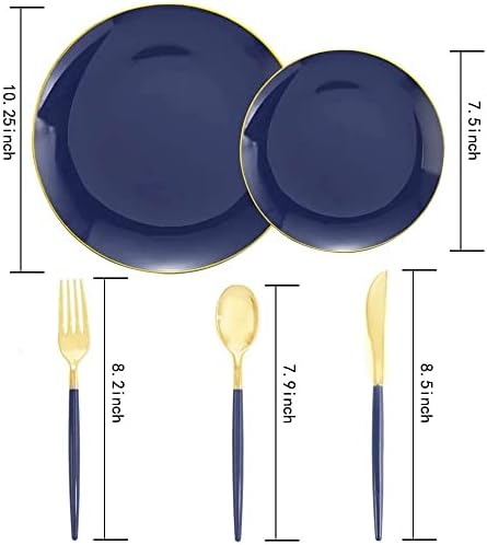 YMXDHZ 50 Tabaklar ve Altın Gümüş Yemek Tabağı Tatlı tabağı Çatal 10 Misafirler için Parti ve Düğün Malzemeleri (Renk: Bir, Boyutu: