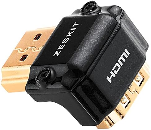 Zeskit HDMI Adaptörü Erkek Kadın Dik Açı, Çinko Alaşım Tam Koruyucu 24 K Altın Kaplama Konektörler (YAN-90 / W)