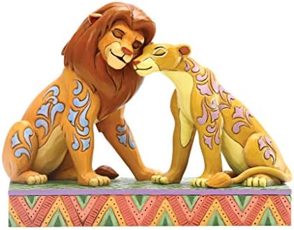 Jim Shore tarafından Enesco Disney Gelenekleri Aslan Kral Simba ve Nala Snuggling Heykelcik, 5.12 İnç, Çok Renkli