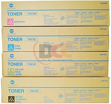 Bizhub C203 C253 için orijinal Konica Minolta TN213 CYMK Toner Kartuşu Seti