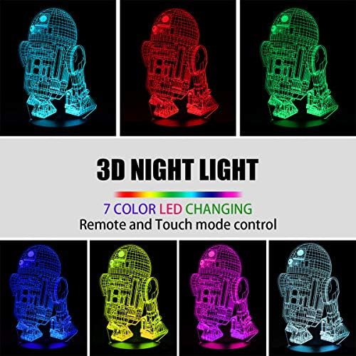 Çocuklar için gece ışıkları-3D Illusion Star Wars Gece Lambası Üç Desen ve 7 Renk Değişimi dekor Lambası Uzaktan Kumanda ile
