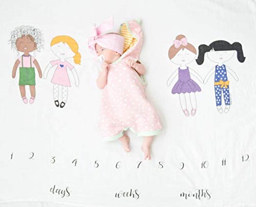 BATZkids Muslin Bebekler Arkadaşlar Kız Aylık Milestone Battaniye yıldönümü battaniye, aylık battaniye, yaş battaniye, fotoğraf