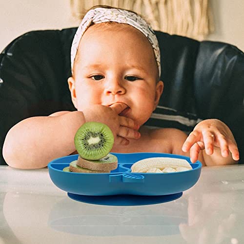 Kapaklı Gerçek MAZ Silikon Emme Elma Şekilli Plaka-Bebek Vantuz Besleme Kasesi Yemek Sırasında Çoğu Sandalyeye Uyar-Bölünmüş