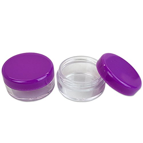 Beauticom 5G / 5ML Makyaj, Losyon, Krem, Göz Farı, Kozmetik Ürün Örnekleri için Mor Kapaklı Yuvarlak Şeffaf Kavanozlar-BPA İçermez