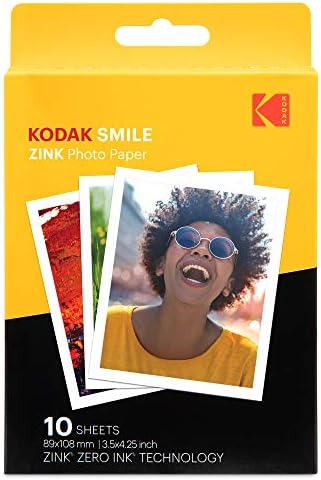 Kodak 3. 5x4. 25 inç Premium Zink Baskı Fotoğraf Kağıdı (40 Sayfa) Kodak Smile Classic Anında Fotoğraf Makinesi ile uyumlu