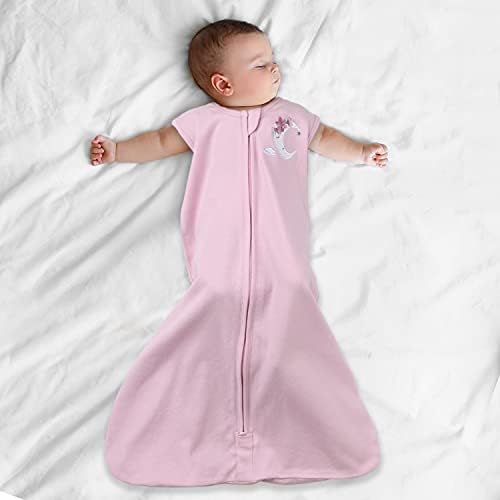 Bebek Kızlar için Fıstık Kabuğu Giyilebilir Battaniye Uyku Çuvalı, Pembe Ay ve Göksel, 12 Aya kadar Boyutlar (Küçük / Orta)