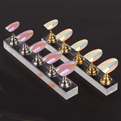 Satranç tahtası Manyetik Nail Art Tutucu Uygulama Ekran Standı Akrilik İpuçları Raf Altın