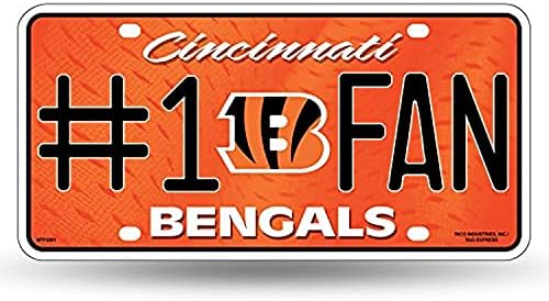 NFL Rico Industries 1 Fan Metal Plaka Etiketi, Cincinnati Bengals, 6 x 11,5 inç