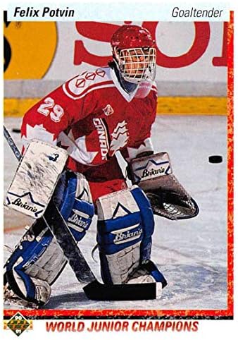 1990-91 Üst Güverte 1991 Hologram Varyasyon Hokeyi 458 Felix Potvin RC Çaylak Kartı Kanada Resmi NHL Ticaret Kartı UD Hokeyinin