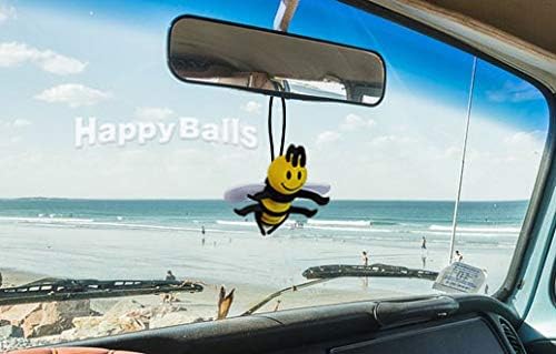 HappyBalls Mutlu Arı Araba Anten Topper / Oto Ayna Dangler / Masaüstü Bobble Buddy (Uyar İnce Tarzı Anten) (Sevimli Araba Aksesuarı)