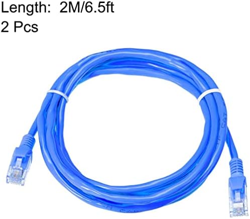 KFıdFran 2 Adet Cat6 Ethernet Kablosu, RJ45 Cat6 Ethernet Yaması İnternet Kablosu 2M / 6.5 ft - Mavi (2 Adet Cat6 Ethernet Kablosu,