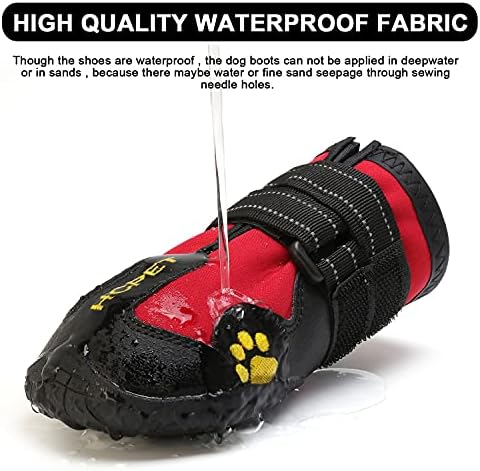 Orta ve Büyük Köpekler için köpek Botları Su Geçirmez Köpek Ayakkabıları, Ayarlanabilir Yansıtıcı Şeritler ile Köpek Pençe Koruyucusu