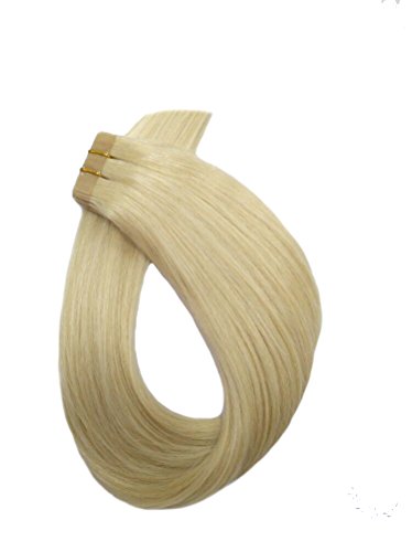Bant Saç Uzantıları Remy İnsan Saç Platin Sarışın Gerçek Saç 16 inç 20 adet/30 gram Dikişsiz Cilt Atkı İpek Düz Çift Taraflı